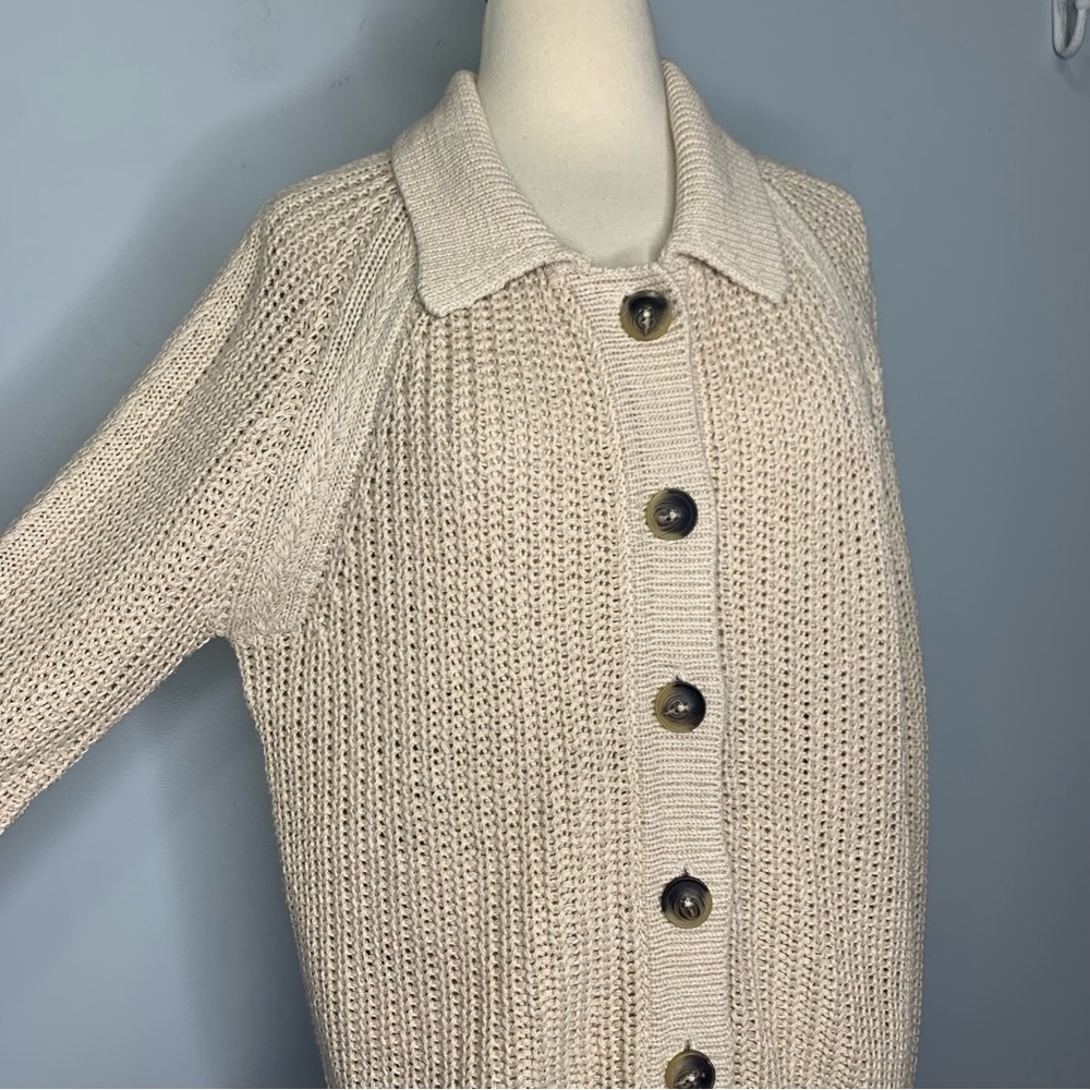 Garnet Hill Cream Chunky Knit Button-Front Cardigan - Picture 5 of 12